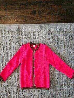 VINTAGE GIRLS GERMAN DORNER RED POLYACRYLIC SWEATER GERMAN GIRL SIZE 152=US 12 2
